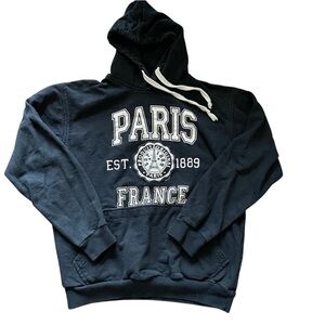 Paris Navy Blue Hooded Sweatshirt Size Medium